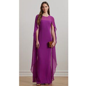 Ralph Lauren Purple Cape Gown – Elegant & Timeless Formal Dress